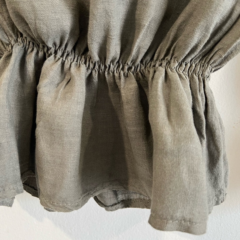 FRANCESCA BETTINI olive Women's Blouse with Lace Sleeves made in ITALY. L - Picture 4 of 10